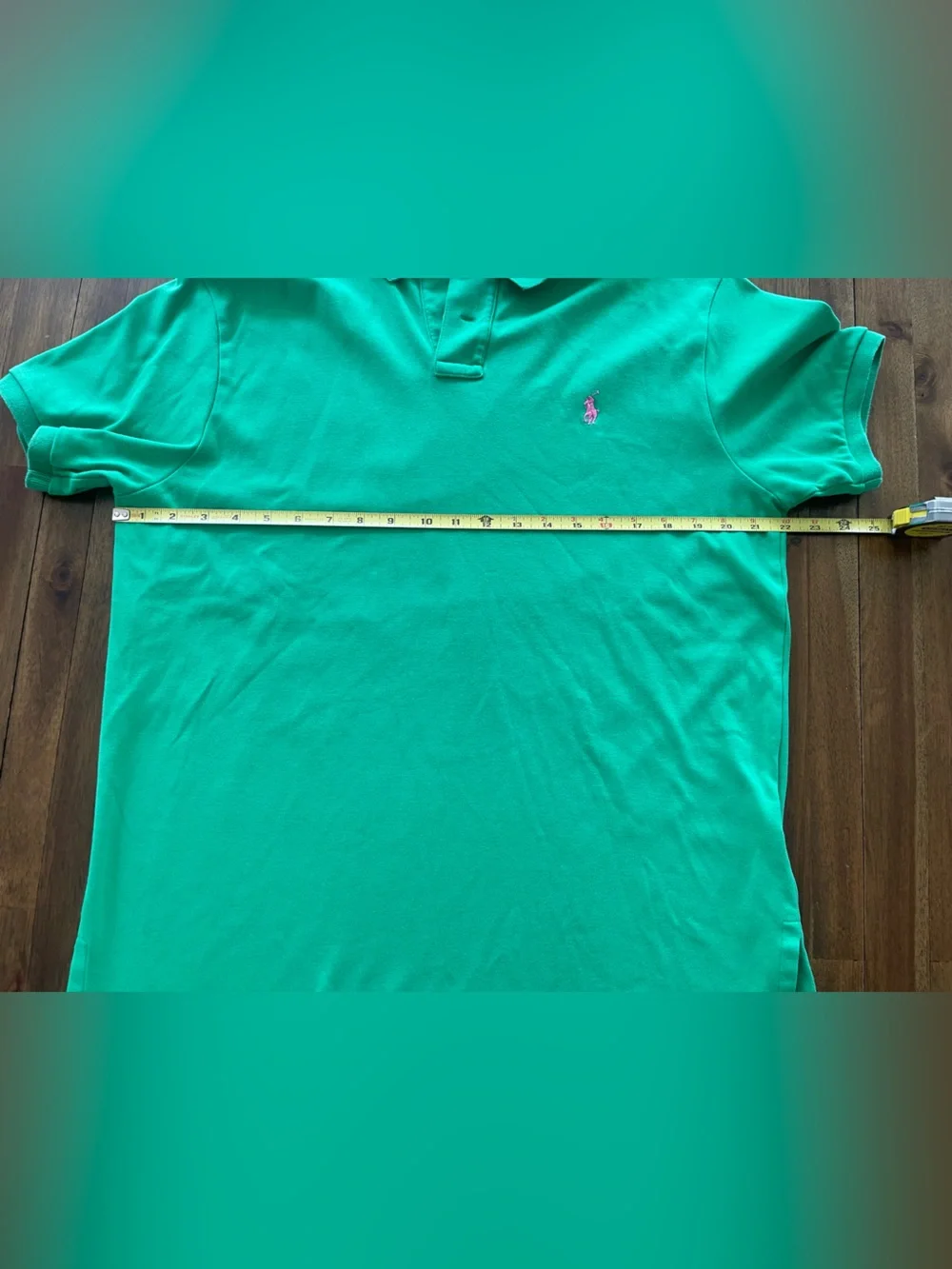 Polo Ralph Lauren Men’s Large Green Polo Shirt Pink Logo Preppy Golf Casual